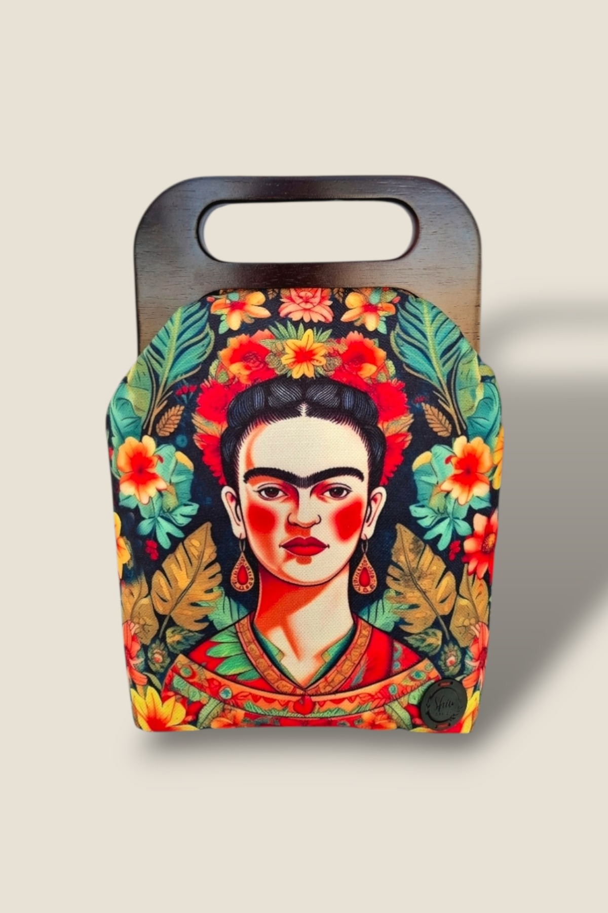 Frida Kahlo Sanat Desenli 4 Mevsim Ahşap Mıknatıslı El Çantası, Porföy & Clutch