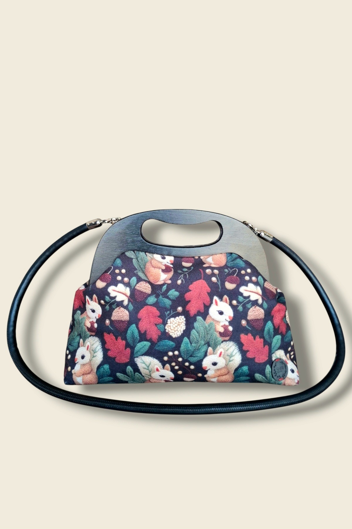 Sincap Desenli Ahşap Mıknatıslı El ve Omuz Çantası